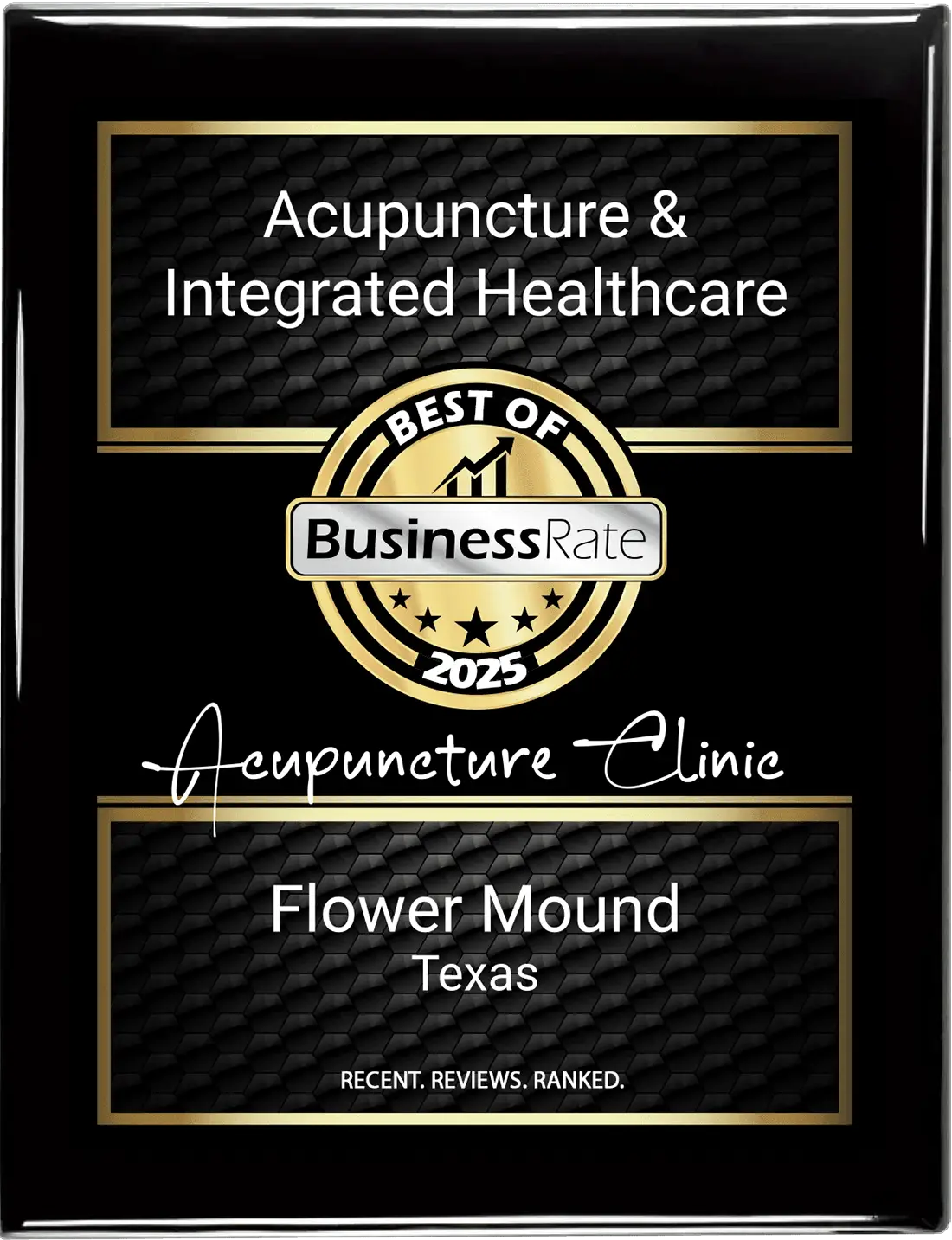 Acupuncture Flower Mound TX Award Plaque