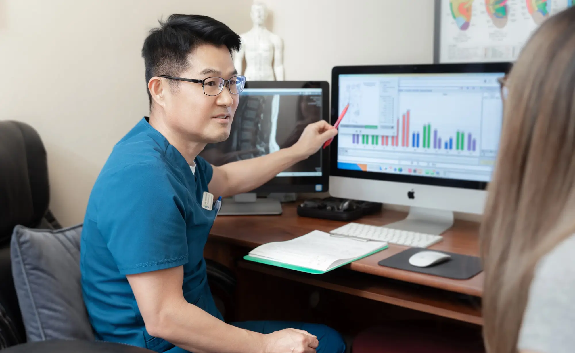 Acupuncturist Flower Mound TX Choong Shim with Patient